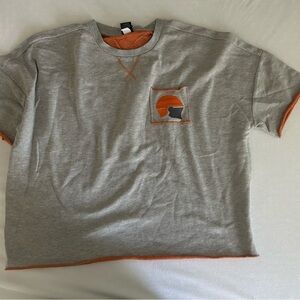 Gray and Orange Graphic T-Shirt